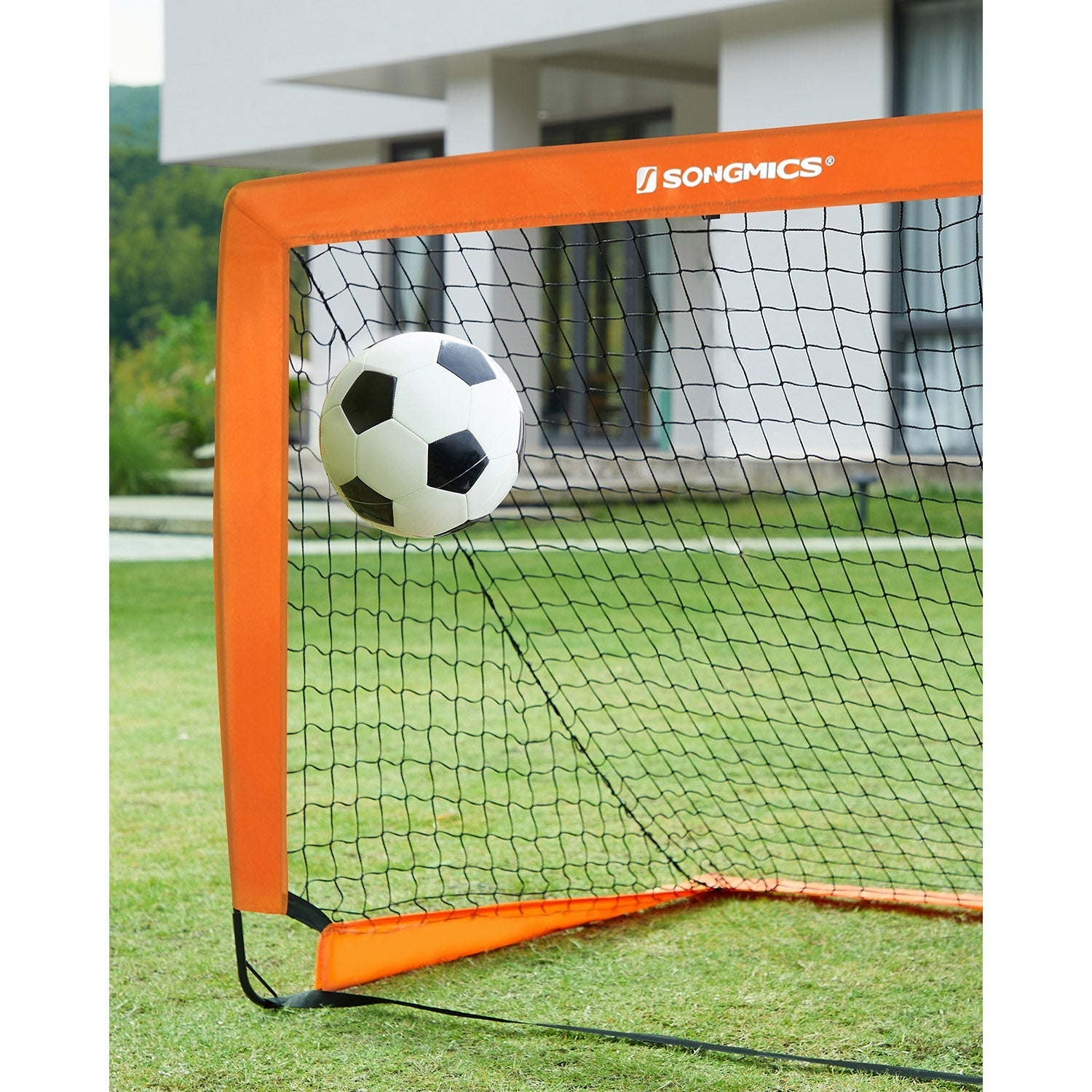 Set of 2 Children's Football Goals – Steel, Fibreglass, Oxford and Polyester Fabric – Orange – Quick Assembly