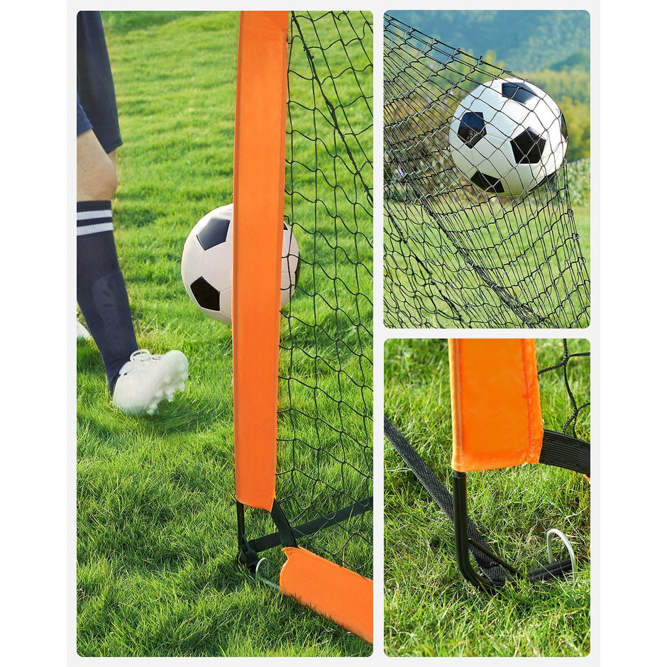 Set of 2 Children's Football Goals – Steel, Fibreglass, Oxford and Polyester Fabric – Orange – Quick Assembly