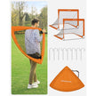 Set of 2 Children's Football Goals – Steel, Fibreglass, Oxford and Polyester Fabric – Orange – Quick Assembly