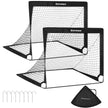 Set of 2 Portable Soccer Nets – Steel and Fibreglass – Red – Quick Assembly for Garden, Park, and Beach
