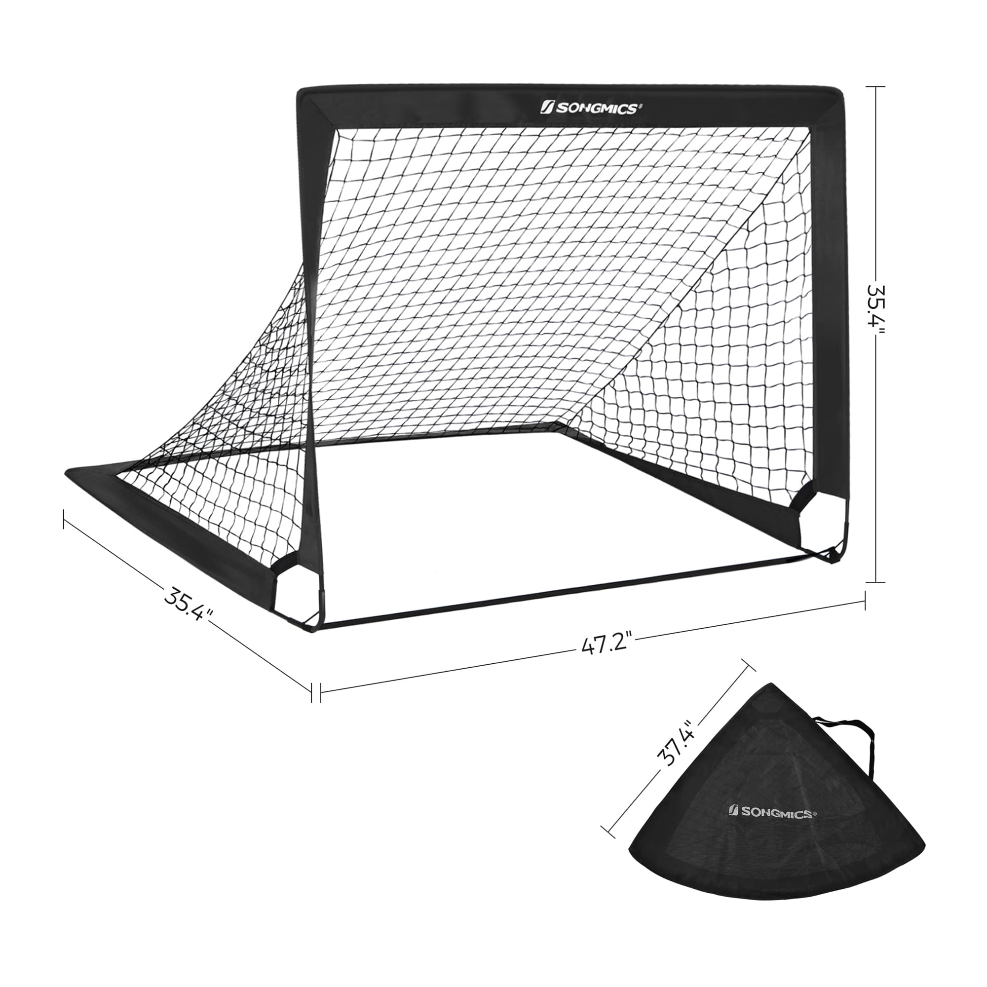 Set of 2 Portable Soccer Nets – Steel and Fibreglass – Red – Quick Assembly for Garden, Park, and Beach