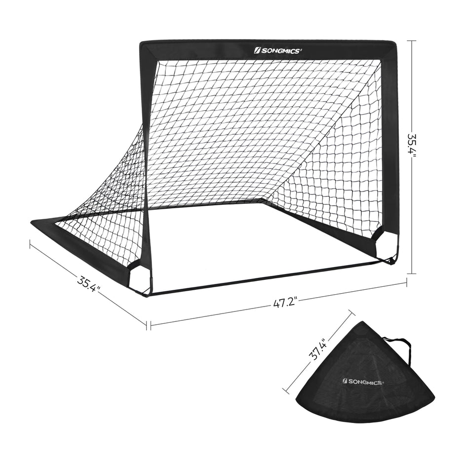 Set of 2 Portable Soccer Nets – Steel and Fibreglass – Red – Quick Assembly for Garden, Park, and Beach