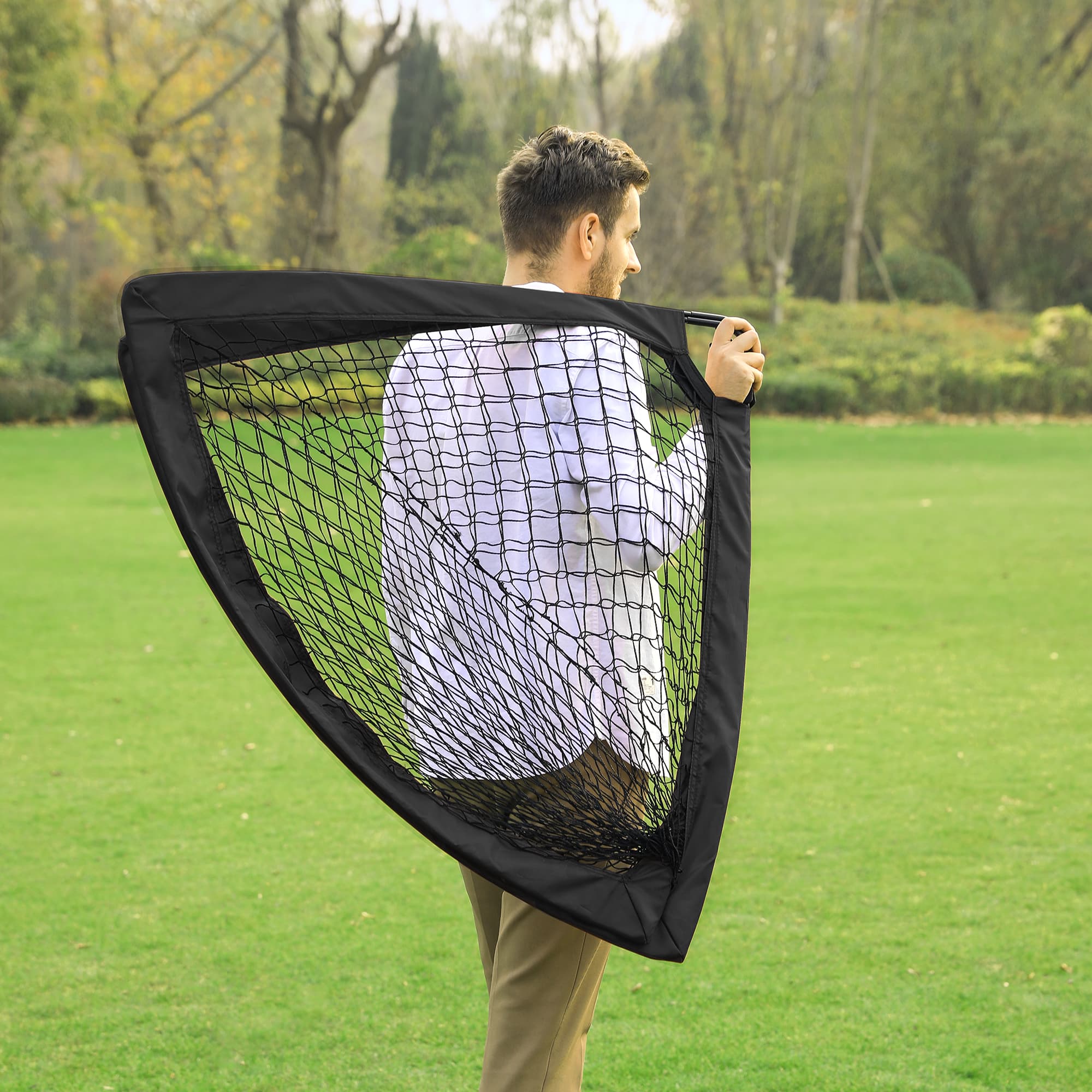 Set of 2 Portable Soccer Nets – Steel and Fibreglass – Red – Quick Assembly for Garden, Park, and Beach