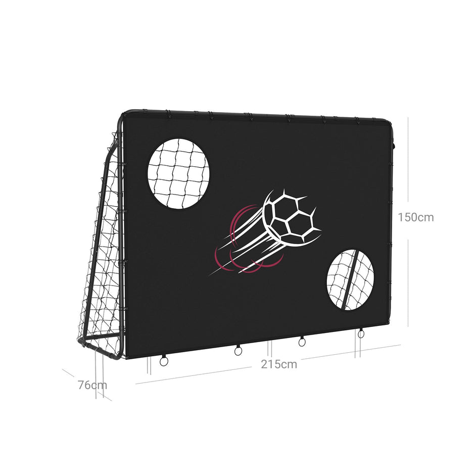 Football Goal – Iron and PE – Black – Quick Assembly with Target