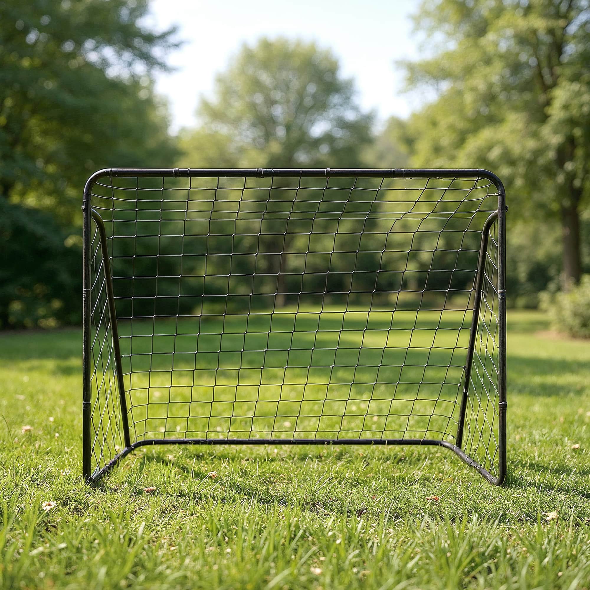 Football Goal – Iron and PE – Black – Quick Assembly, 7ft x 5ft