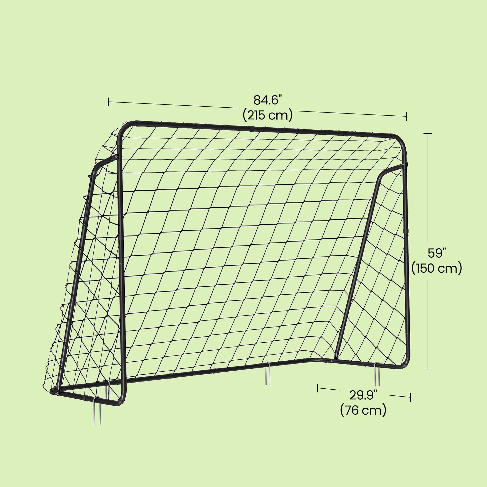 Football Goal – Iron and PE – Black – Quick Assembly, 7ft x 5ft