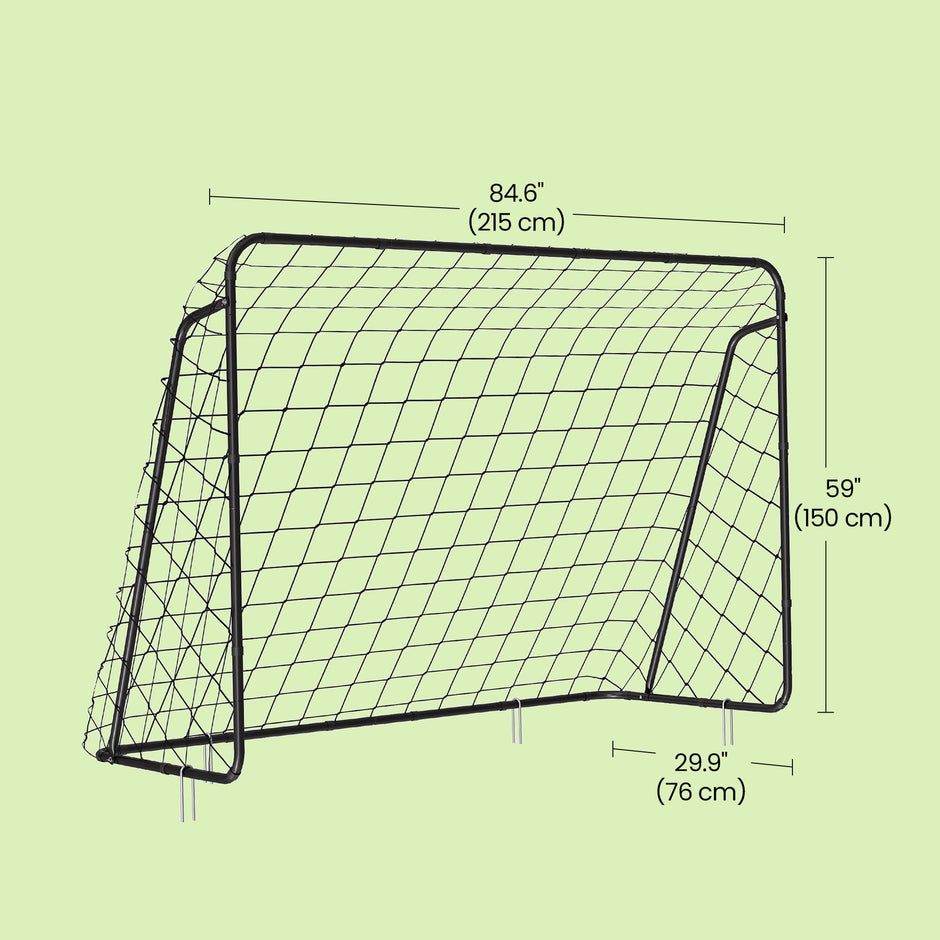 Football Goal – Iron and PE – Black – Quick Assembly, 7ft x 5ft