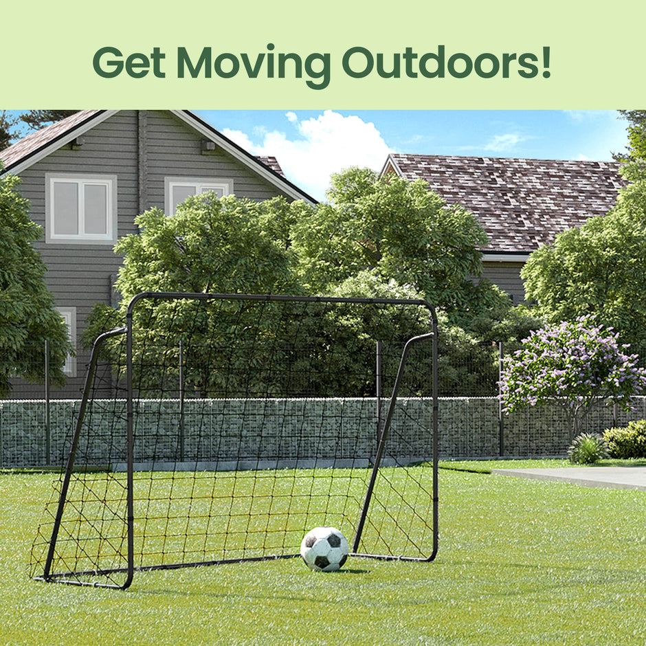 Football Goal – Iron and PE – Black – Quick Assembly, 7ft x 5ft