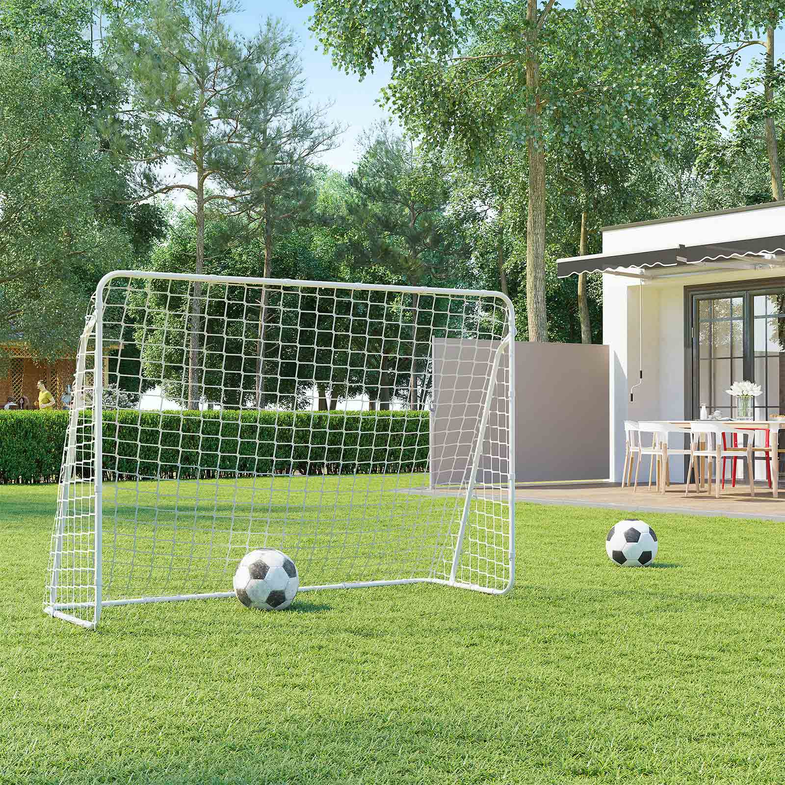 Small Football Goal – Iron and PE – White – Quick Assembly