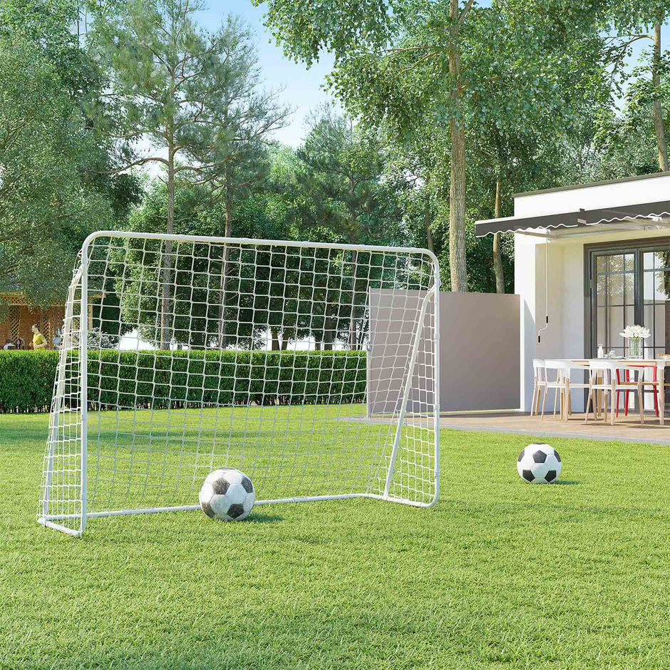 Small Football Goal – Iron and PE – White – Quick Assembly