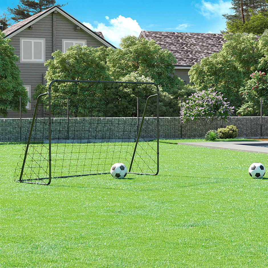Portable Football Goal – Iron and PE – Black – Quick Assembly, 10ft x 6.7ft