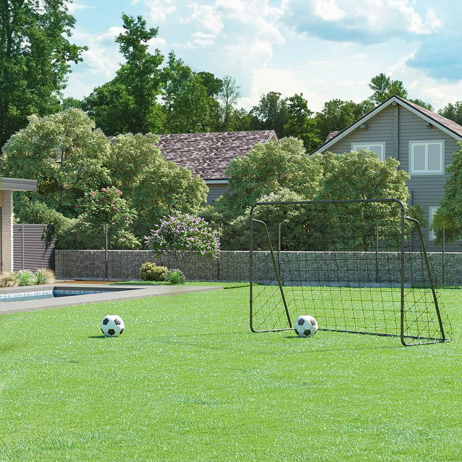 Portable Football Goal – Iron and PE – Black – Quick Assembly, 10ft x 6.7ft