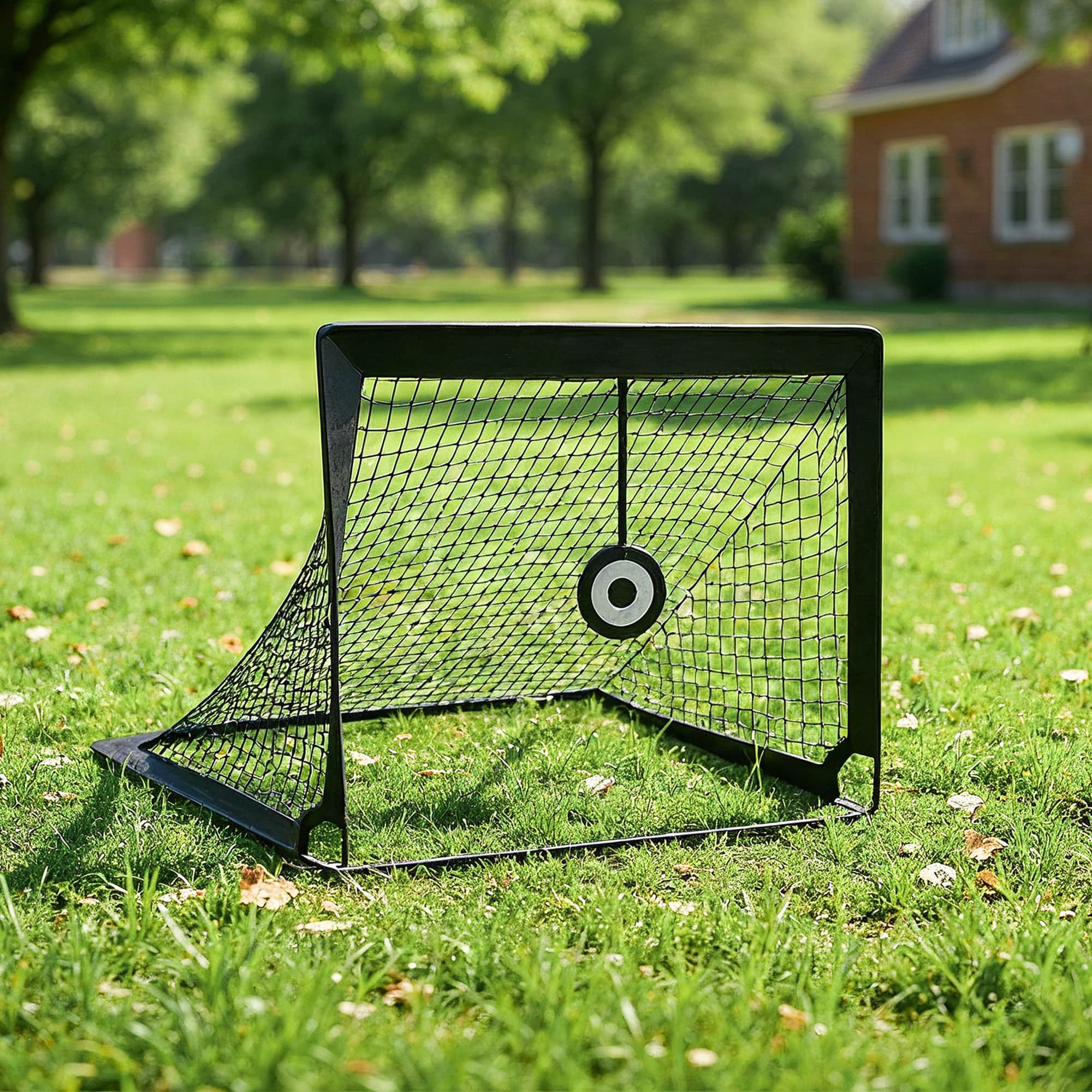 Set of 2 Portable Pop-Up Soccer Goals – Fiberglass – Black – Includes Targets and Training Cones