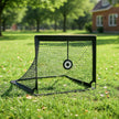 Set of 2 Portable Pop-Up Soccer Goals – Fiberglass – Black – Includes Targets and Training Cones