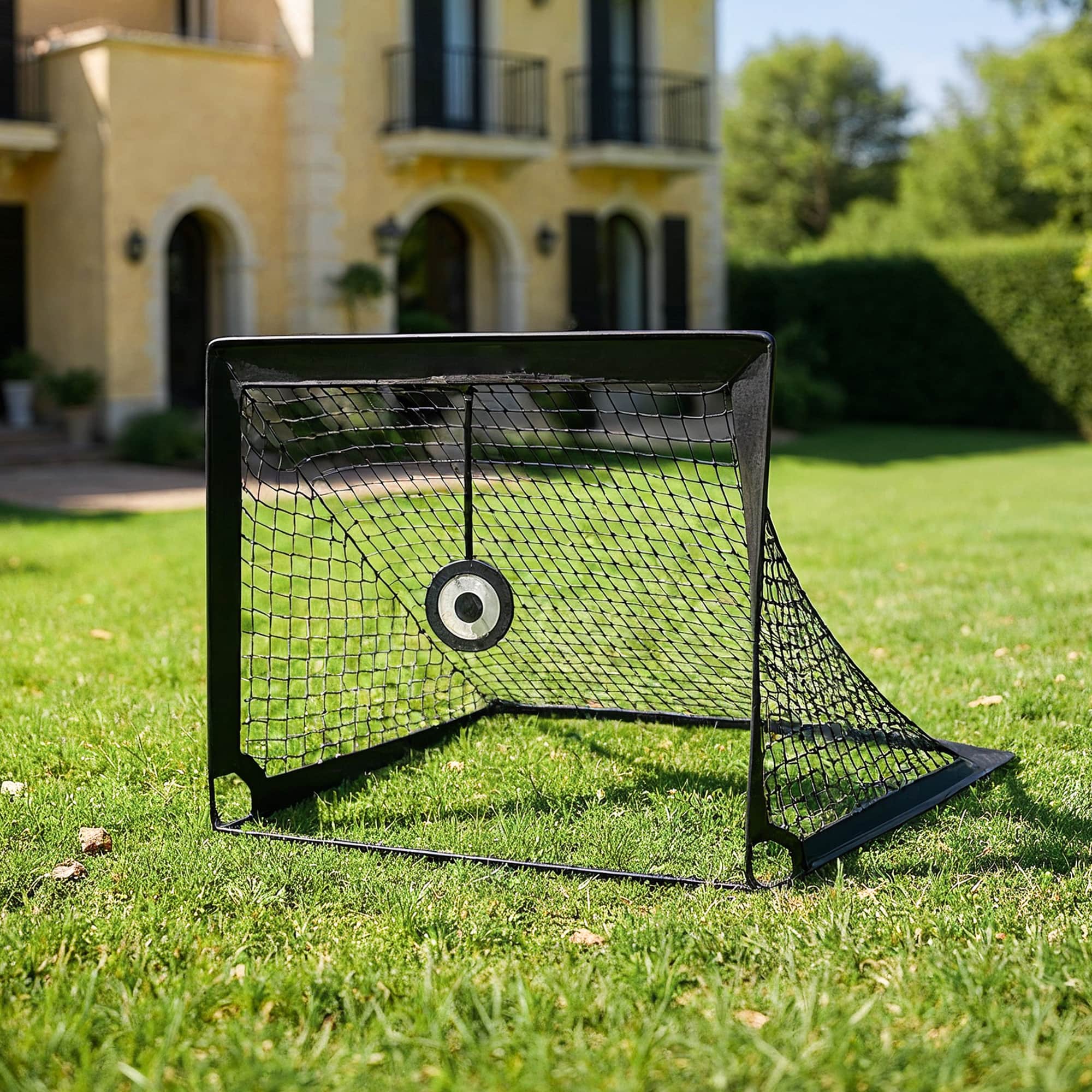 Set of 2 Portable Pop-Up Soccer Goals – Fiberglass – Black – Includes Targets and Training Cones