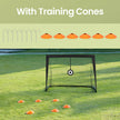 Set of 2 Portable Pop-Up Soccer Goals – Fiberglass – Black – Includes Targets and Training Cones