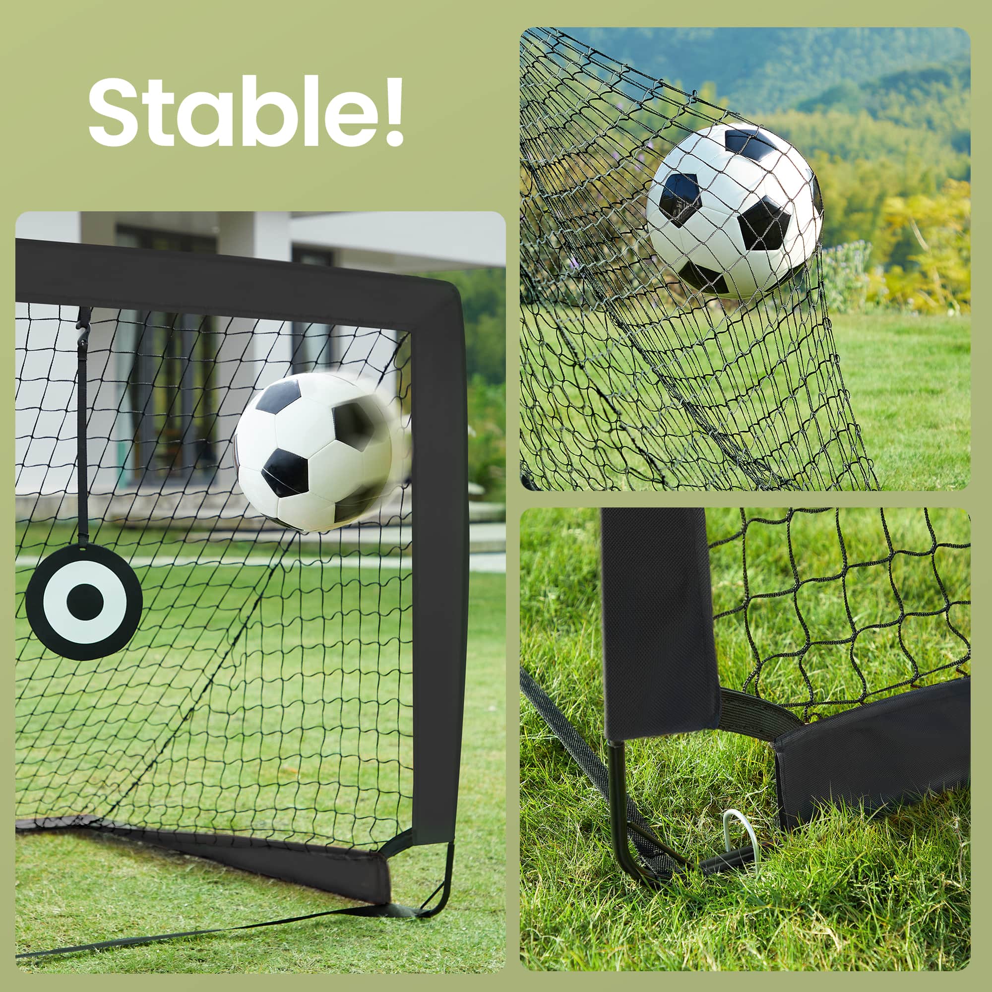 Set of 2 Portable Pop-Up Soccer Goals – Fiberglass – Black – Includes Targets and Training Cones