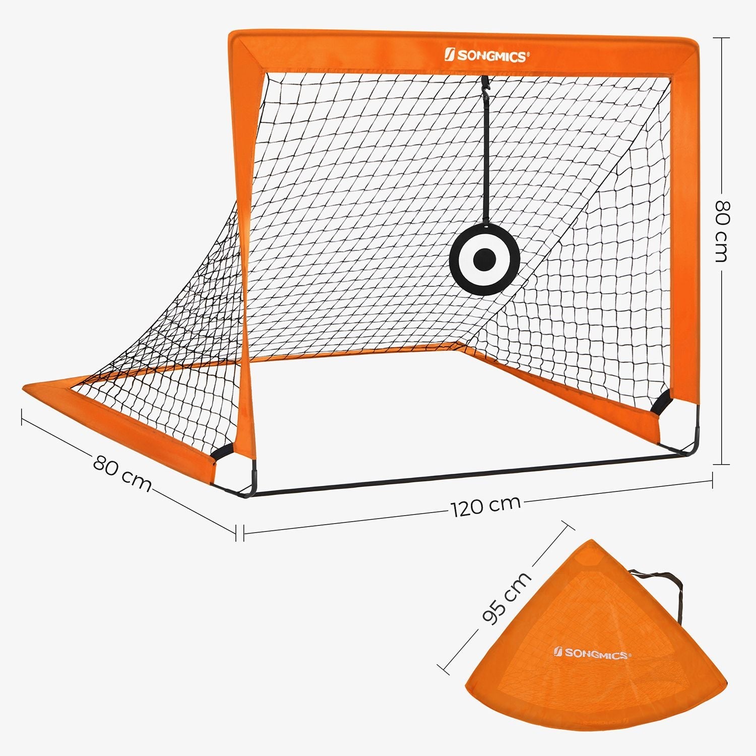 Set of 2 Portable Football Nets – Fibreglass – Black – Includes Targets and Training Cones