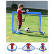 Set of 2 Kids Football Goals – Fibreglass – Blue – Portable with Targets and Training Cones