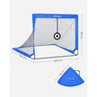 Set of 2 Kids Football Goals – Fibreglass – Blue – Portable with Targets and Training Cones