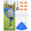 Set of 2 Kids Football Goals – Fibreglass – Blue – Portable with Targets and Training Cones