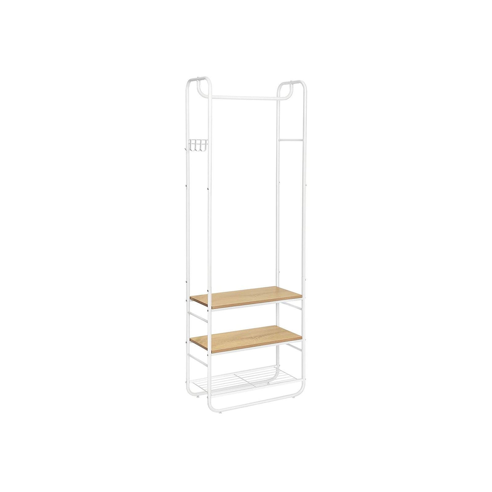Coat Rack – Wood and Metal – Rustic Brown and Black – With Shoe Rack