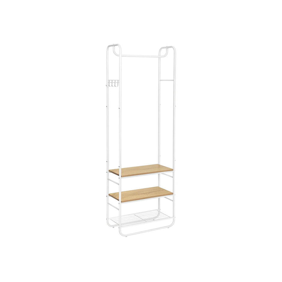 Coat Rack – Wood and Metal – Rustic Brown and Black – With Shoe Rack