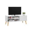 Scandinavian TV Stand – Wood – White – Retro Design for Flat Screen TVs and Gaming Consoles