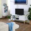 Scandinavian TV Stand – Wood – White – Retro Design for Flat Screen TVs and Gaming Consoles