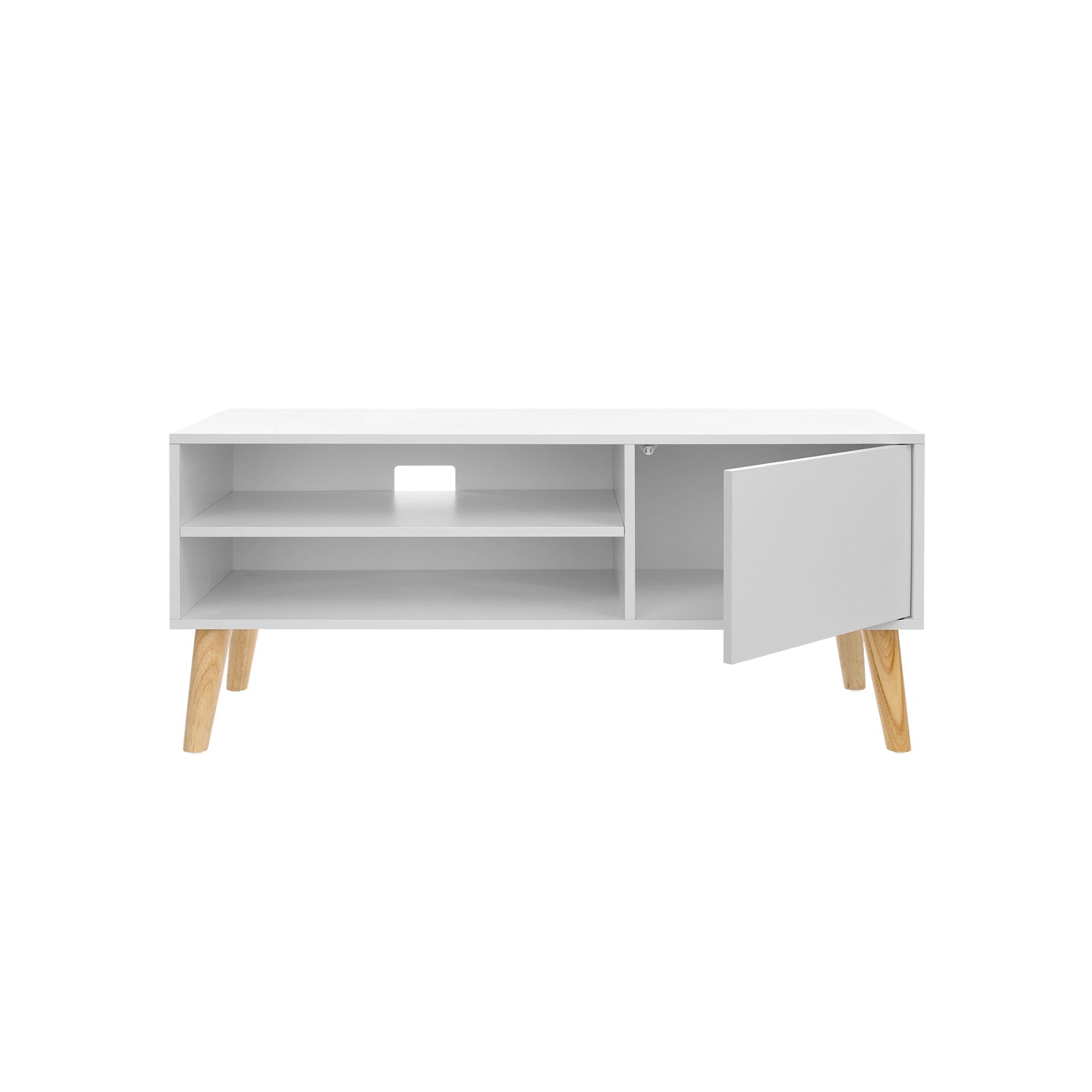 Scandinavian TV Stand – Wood – White – Retro Design for Flat Screen TVs and Gaming Consoles