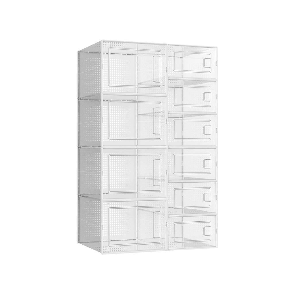 Shoe Storage Organisers – Plastic – Clear – Stackable and Foldable, Pack of 10