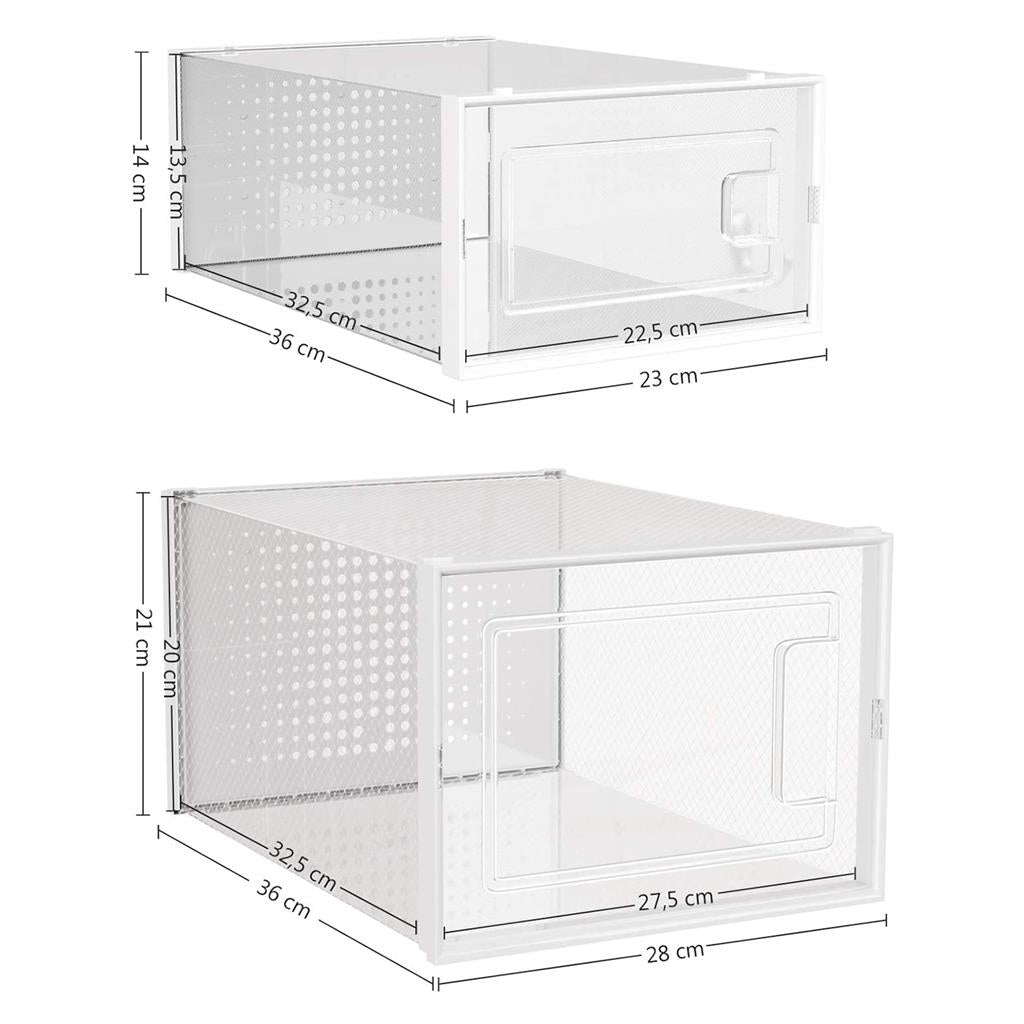 Shoe Storage Organisers – Plastic – Clear – Stackable and Foldable, Pack of 10