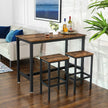 Set of 2 Industrial Bar Stools – Wood and Metal – Rustic Brown – Footrest Included
