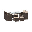 Outdoor Patio Furniture Set – PE Rattan – Black and Beige – Includes Dining Table, Chairs, and Cushions