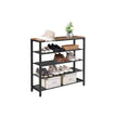 Shoe Storage Organizer – Metal – Rustic Brown – 4 Mesh Shelves with Large Surface for Bags
