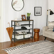 Shoe Storage Organizer – Metal – Rustic Brown – 4 Mesh Shelves with Large Surface for Bags