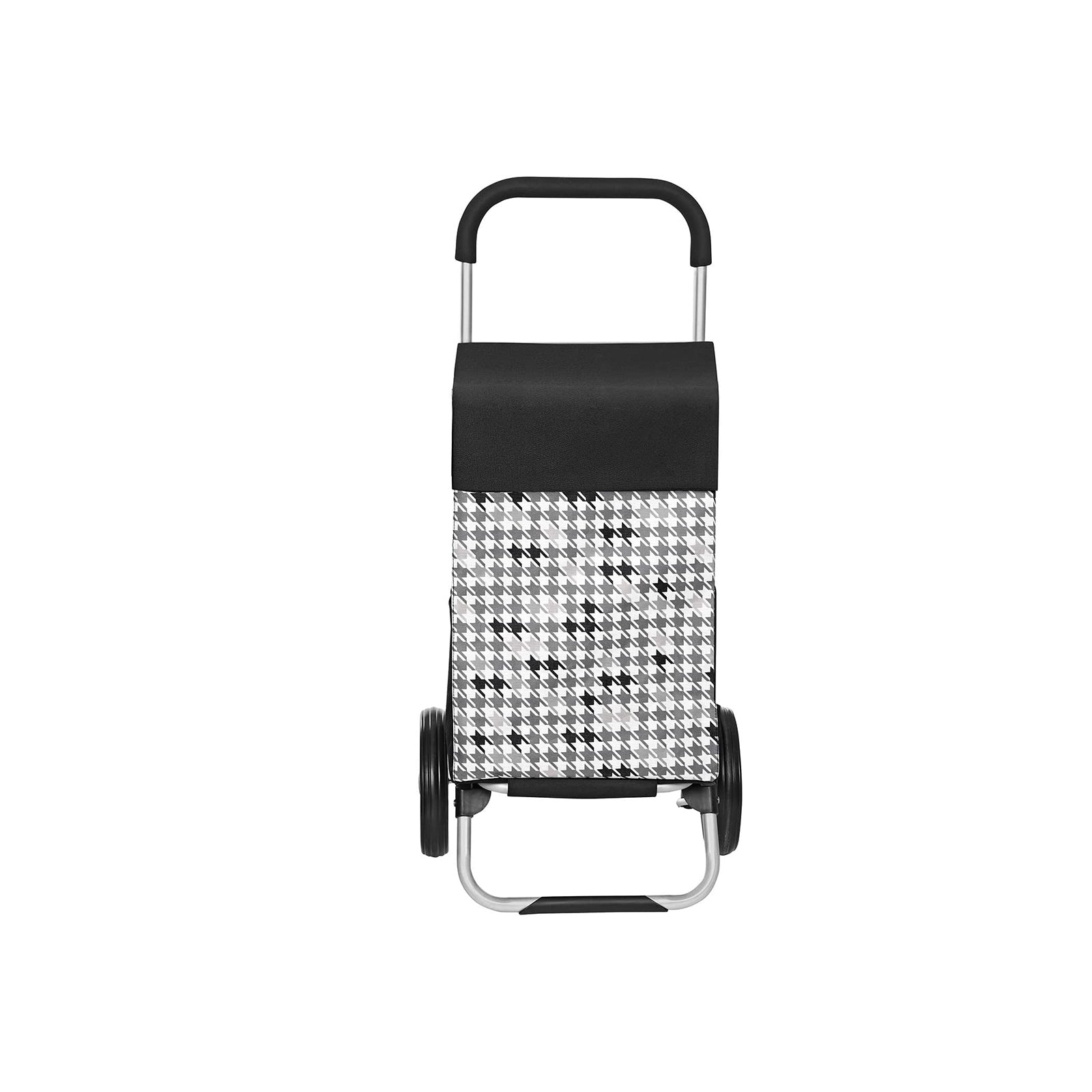 Shopping Trolley – Fabric – Black Houndstooth – 40L Load Capacity with Pockets and Silent Wheels