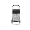Shopping Trolley – Fabric – Black Houndstooth – 40L Load Capacity with Pockets and Silent Wheels