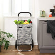 Shopping Trolley – Fabric – Black Houndstooth – 40L Load Capacity with Pockets and Silent Wheels