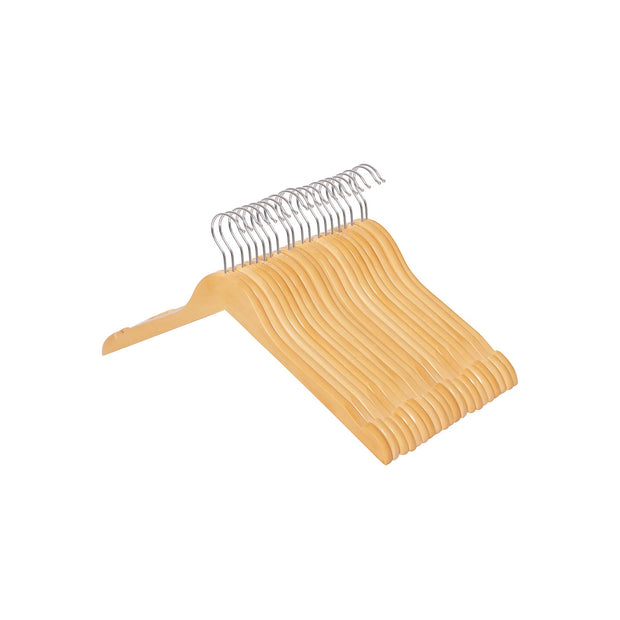 Wooden Coat Hangers – Natural Finish – 44 cm Wide – Shoulder Notches – 20 Pack