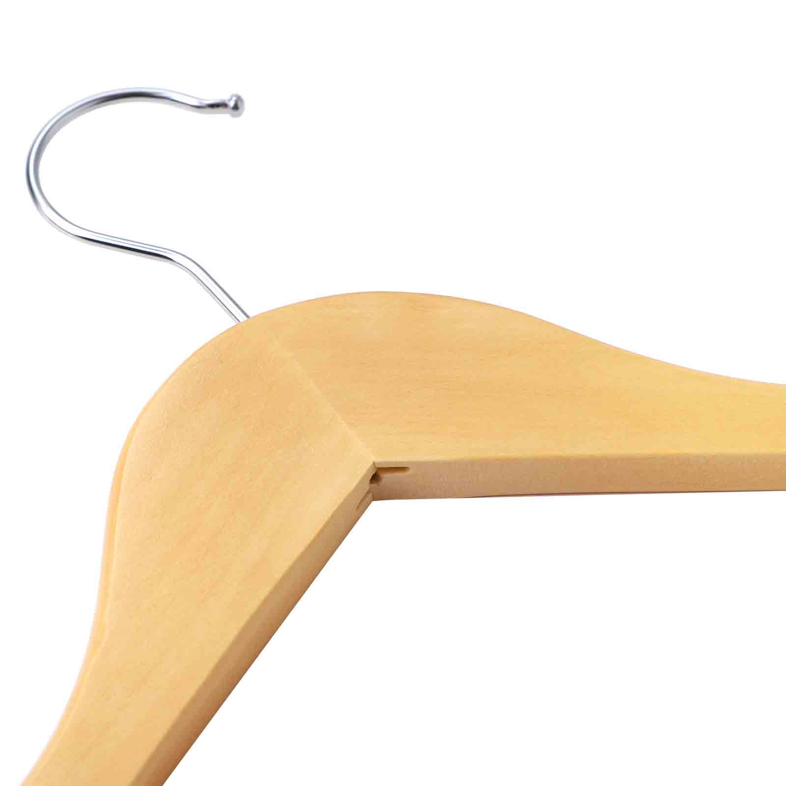 Wooden Coat Hangers – Natural Finish – 44 cm Wide – Shoulder Notches – 20 Pack