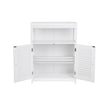 Bathroom Floor Cabinet – Wood – White – Free Standing with Double Shutter Doors