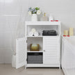 Bathroom Floor Cabinet – Wood – White – Free Standing with Double Shutter Doors
