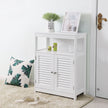 Bathroom Floor Cabinet – Wood – White – Free Standing with Double Shutter Doors
