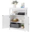 Bathroom Floor Cabinet – Wood – White – Free Standing with Double Shutter Doors