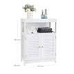 Bathroom Floor Cabinet – Wood – White – Free Standing with Double Shutter Doors