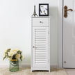 Bathroom Cabinet – Wooden – White – Free Standing with Shutter Door and Drawer