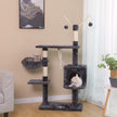 Cat Tree – Engineered Wood – Grey – Features Large Platform and Decorative Balls