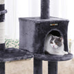 Cat Tree – Engineered Wood – Grey – Features Large Platform and Decorative Balls