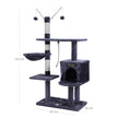 Cat Tree – Engineered Wood – Grey – Features Large Platform and Decorative Balls